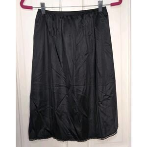 Vanity Fair Half Slip Skirt Black Nylon Side Slit Sexy Women's M(1208)